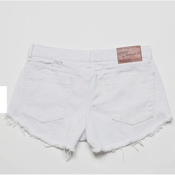Women’s One Teaspoon Bonitas White Denim Jean Cut Off shorts Size 29 - Picture 4 of 10